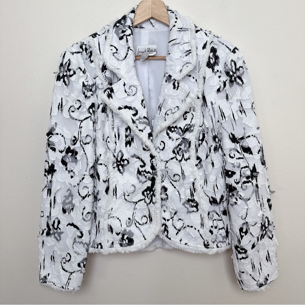 Joseph Ribkoff Womens 12 Fringe Jacquard Blazer - Picture 4 of 15